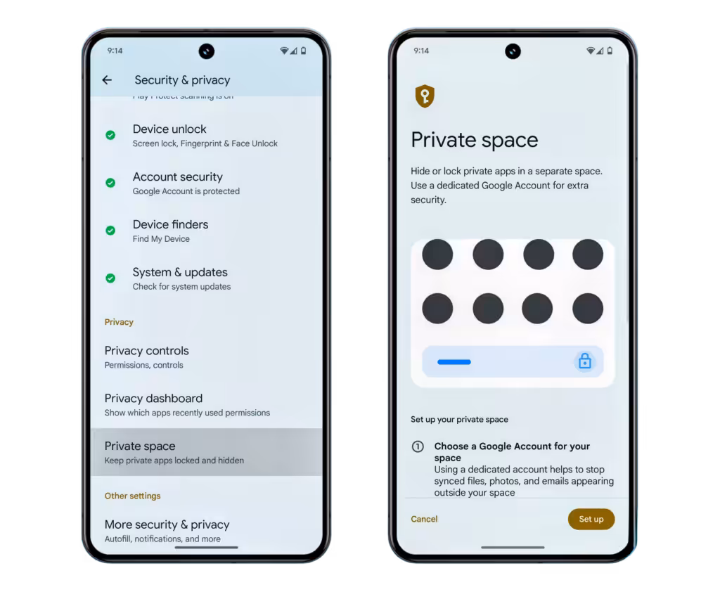 Private Space preview in Android 15 Beta 2