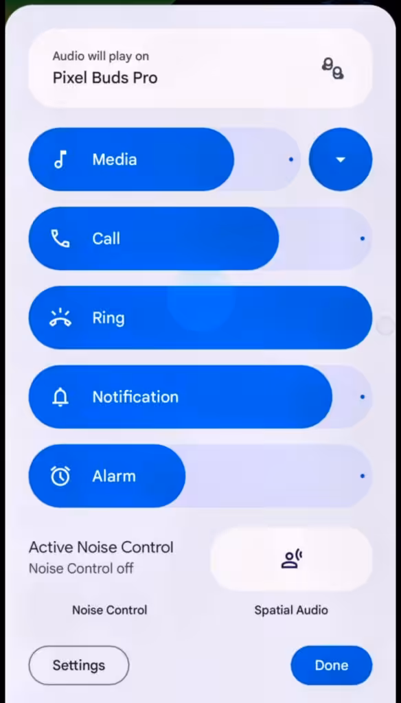 Android 15 Beta 2 Volume Panel